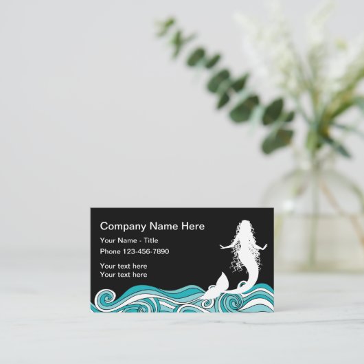 Beach Mermaid Theme Visitekaartje (Staand voorkant)