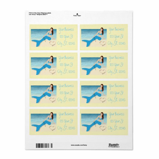 Beach Mermaid Valentijn Thunder_Cove Etiket (Full Sheet)