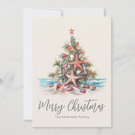 Beach Merry Christmas Feestdagenkaart (Voorkant)