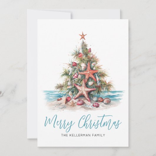Beach Merry Christmas Feestdagenkaart (Voorkant)