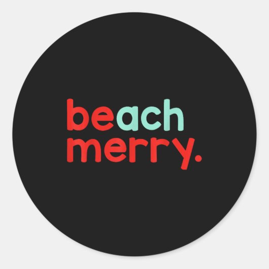 Beach Merry Christmas  Ronde Sticker (Voorkant)