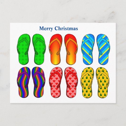 Beach Merry Teenslippers voor kerstmis Briefkaart (Voorkant)