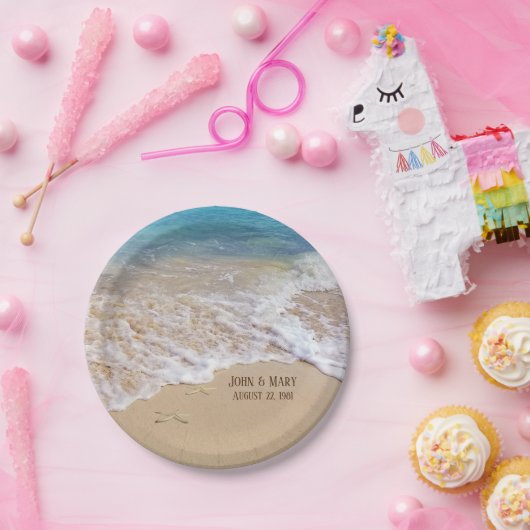 Beach met Jubileum met zeester Papieren Bordje