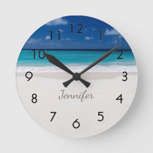 Beach met naam ronde klok