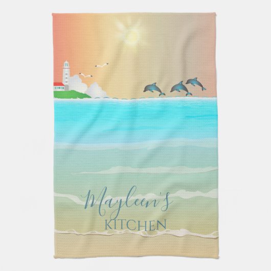 Beach met speciale behoeften keukenhanddoeken (Verticaal)