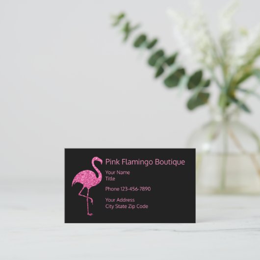 Beach Mode Boutique Pink Flamingo Visitekaartje (Staand voorkant)