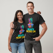 Beach Mode On Funny Retro Pineapple Sunglasses Vac T-shirt (Unisex)