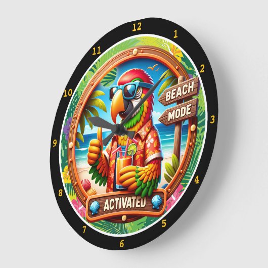 Beach Mode Parrot Welkom Grote Klok (Hoek)