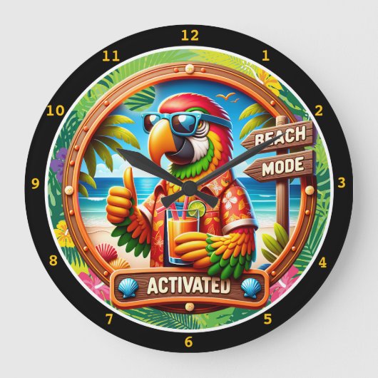 Beach Mode Parrot Welkom Grote Klok (Voorkant)