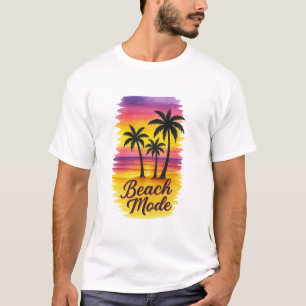 Beach Mode - Tropische zonsondergang met drie palm T-shirt