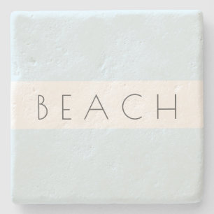 Beach Modern Blue White Typography Coastal Stenen Onderzetter