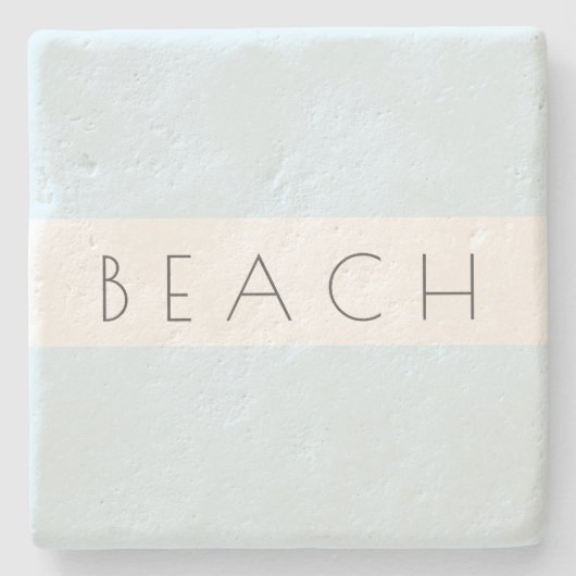 Beach Modern Blue White Typography Coastal Stenen Onderzetter (Voorkant)
