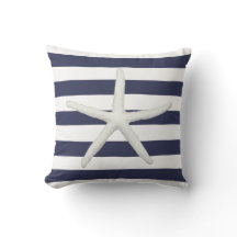 Beach Modern Starfish Simple Stripe Navy and White