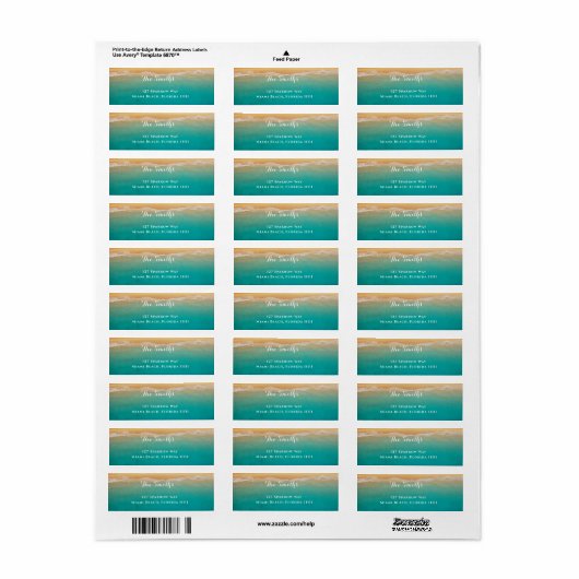 Beach Modern Tropical Return Address Label (Full Sheet)