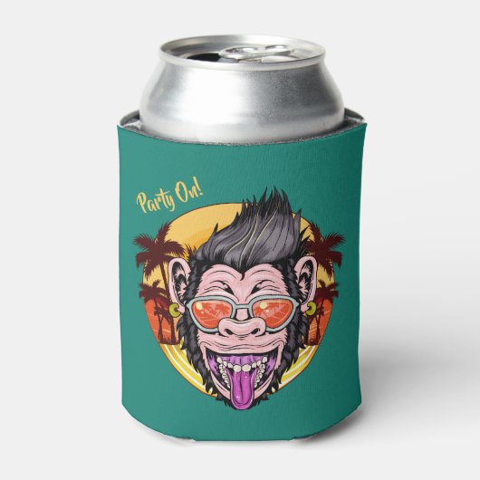 Beach Monkey aangepaste naam & tekst Blikjeskoeler (Blikje Voorkant)