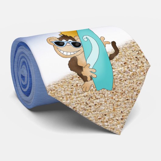 Beach Monkey cartoon leuk stropdas (Opgerold)