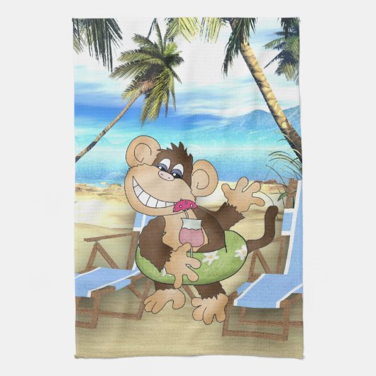 Beach Monkey Kitchen Towel Theedoek (Verticaal)