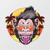 Beach Monkey Raamsticker (Vel)