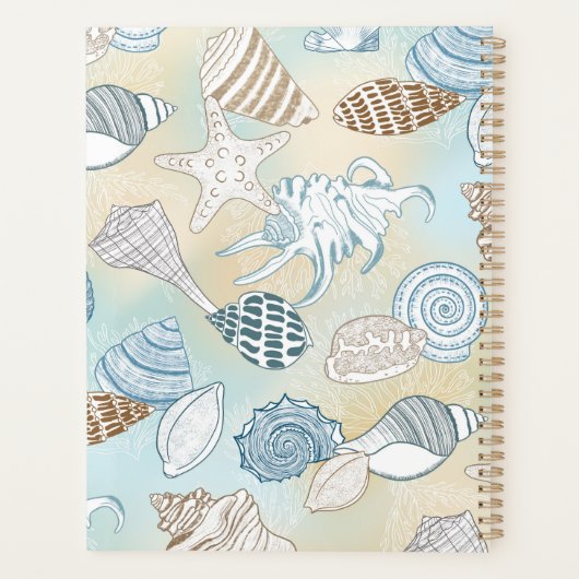 Beach Monogram Seashells Patroon Planner (Achterkant)