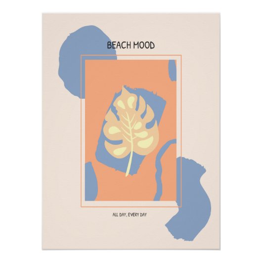 Beach Mood Abstract Tropisch Blad Perfect Poster (Voorkant)