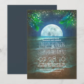 Beach Moonlight Engagement Party Lights Uitnodigin Kaart (Voorkant / Achterkant)