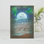 Beach Moonlight Wedding Lights Uitnodiging (Staand voorkant)