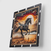 Beach Morgan Gallop: Charred Wood-scene Vierkante Klok (Hoek)