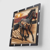 Beach Morgan Trot: Verbrande houten display Vierkante Klok (Hoek)