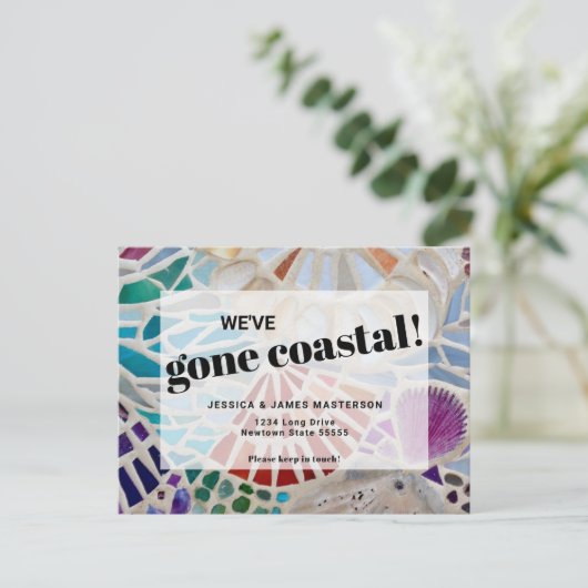 Beach Moving Announcement Briefkaart (Staand voorkant)