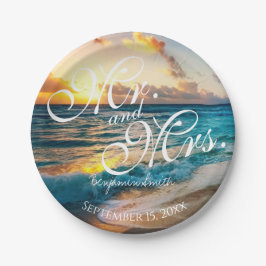 Beach Mr en Mrs Personalized Wedding Reception Papieren Bordje