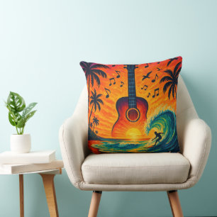 Beach Music Festival Pillow - Surven & Gitaarkunst Kussen