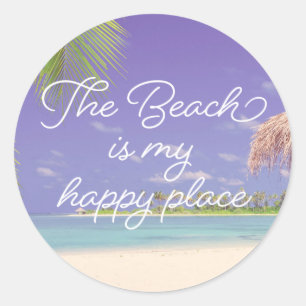 Beach My Happy Place Relaxing Beach Photo Ronde Sticker