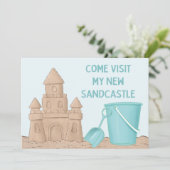 Beach My New Sandcastle Moving New Address Aankondiging (Staand voorkant)