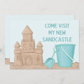 Beach My New Sandcastle Moving New Address Aankondiging (Voorkant / Achterkant)