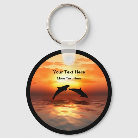 Beach Natuur Dolphins Sunset Message Sleutelhanger (Voorkant)