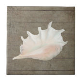 Beach Nautic Seashell Conch Tropical Island Wood Tegeltje (Voorkant)