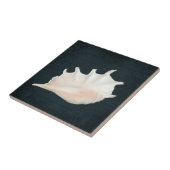 Beach Nautic Seashell Conch Tropical Navy Wood Tegeltje (Zijkant)