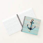 Beach Nautical Anchor Monogrammed Spiral Notitiebo Notitieboek (Binnen)