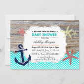 Beach Nautical Baby shower Invitation Kaart (Voorkant)