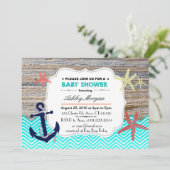 Beach Nautical Baby shower Invitation Kaart (Staand voorkant)