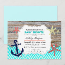 Beach Nautical Baby shower Invitation