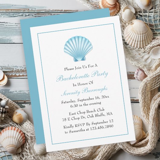 Beach Nautical Blue Shell vrijgezellenfeest Kaart