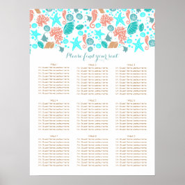 Beach Nautical Coastal Zee Wedding Seating Charts Poster