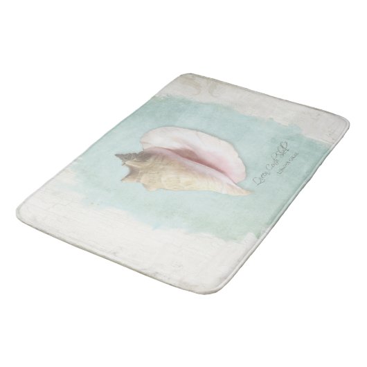 Beach Nautical Conch Shell Waterverf Blue White Badmat (Gekanteld)