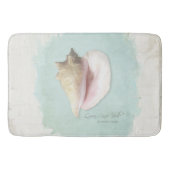 Beach Nautical Conch Shell Waterverf Blue White Badmat (Voorkant)