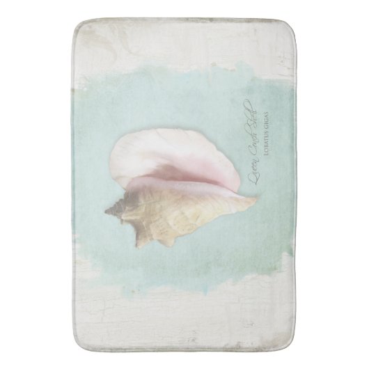 Beach Nautical Conch Shell Waterverf Blue White Badmat (Voorkant Verticaal)