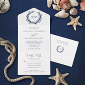 Beach Nautical Coral Ref Wedding All In One Uitnodiging