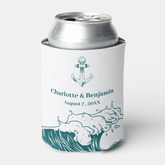 Beach Nautical Destination Custom Wedding Blikjeskoeler (Blikje Voorkant)