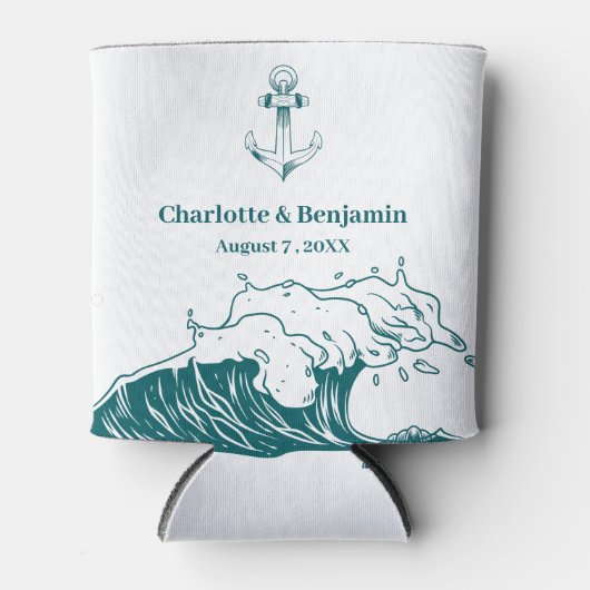 Beach Nautical Destination Custom Wedding Blikjeskoeler (Voorkant)