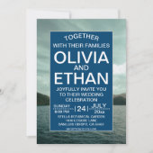 Beach nautical marine blue Wedding Invitation Kaart (Voorkant)